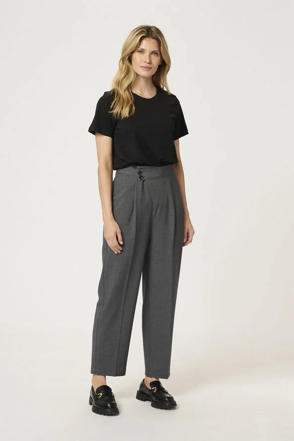 Kaffe KAmerle Button Pants 7/8 Dark grey melange
