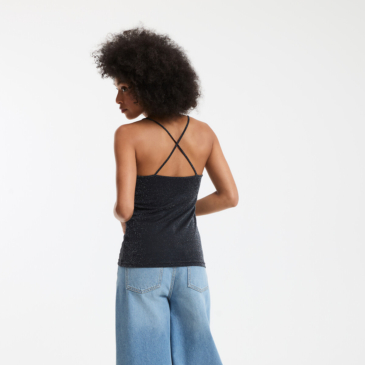 COLEÇÕES LA REDOUTE<br>Regata em malha iridescente, alças finas