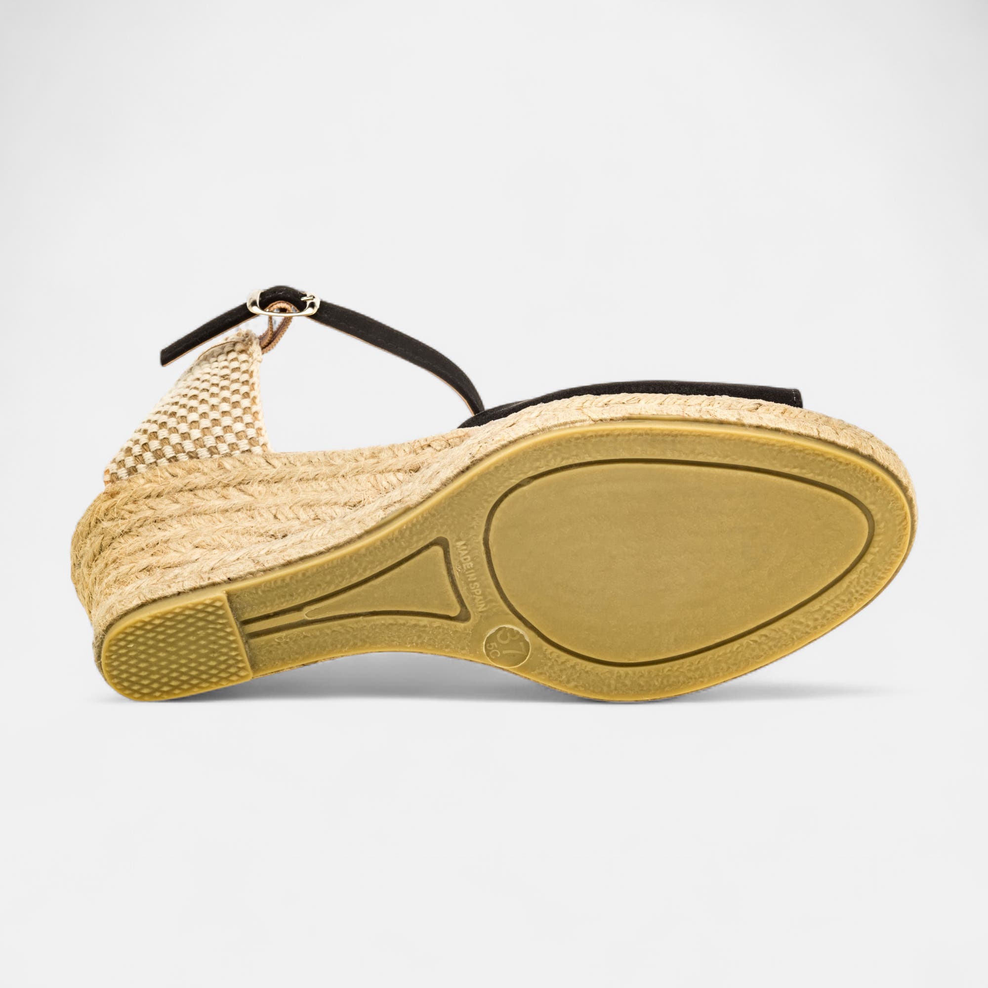 Espadrilles à talon compensé Femme noir