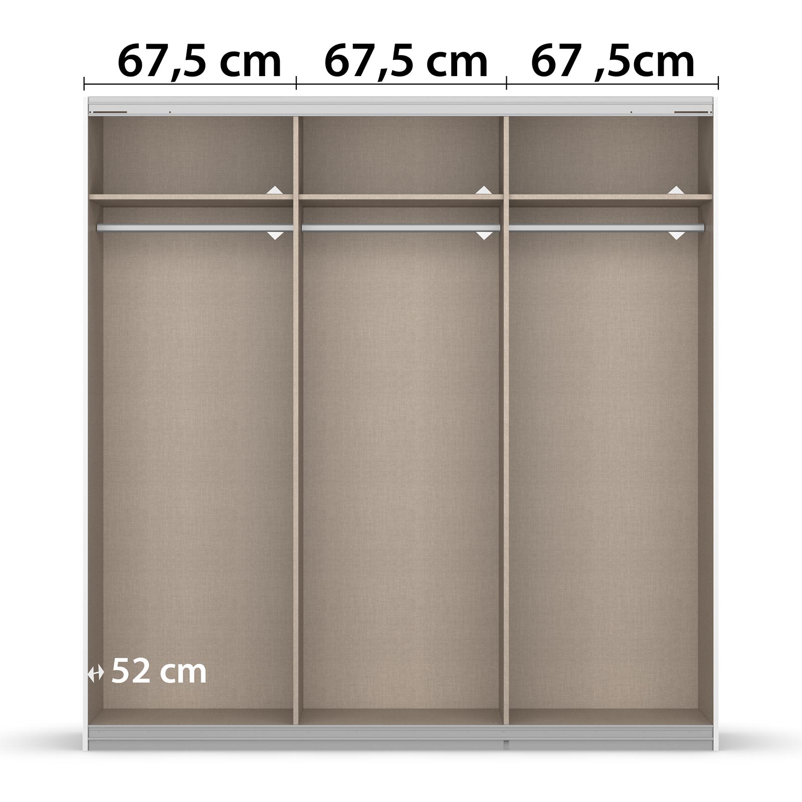 Schwebetürenschrank - seidengrau - weiß - mit Spiegel - 203x210 cm