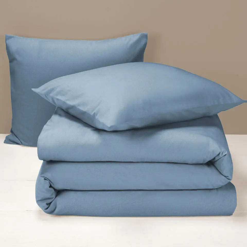 Moodit Dekbedovertrek Frey Stone Blue - 200 x 220 cm - Katoen Flanel