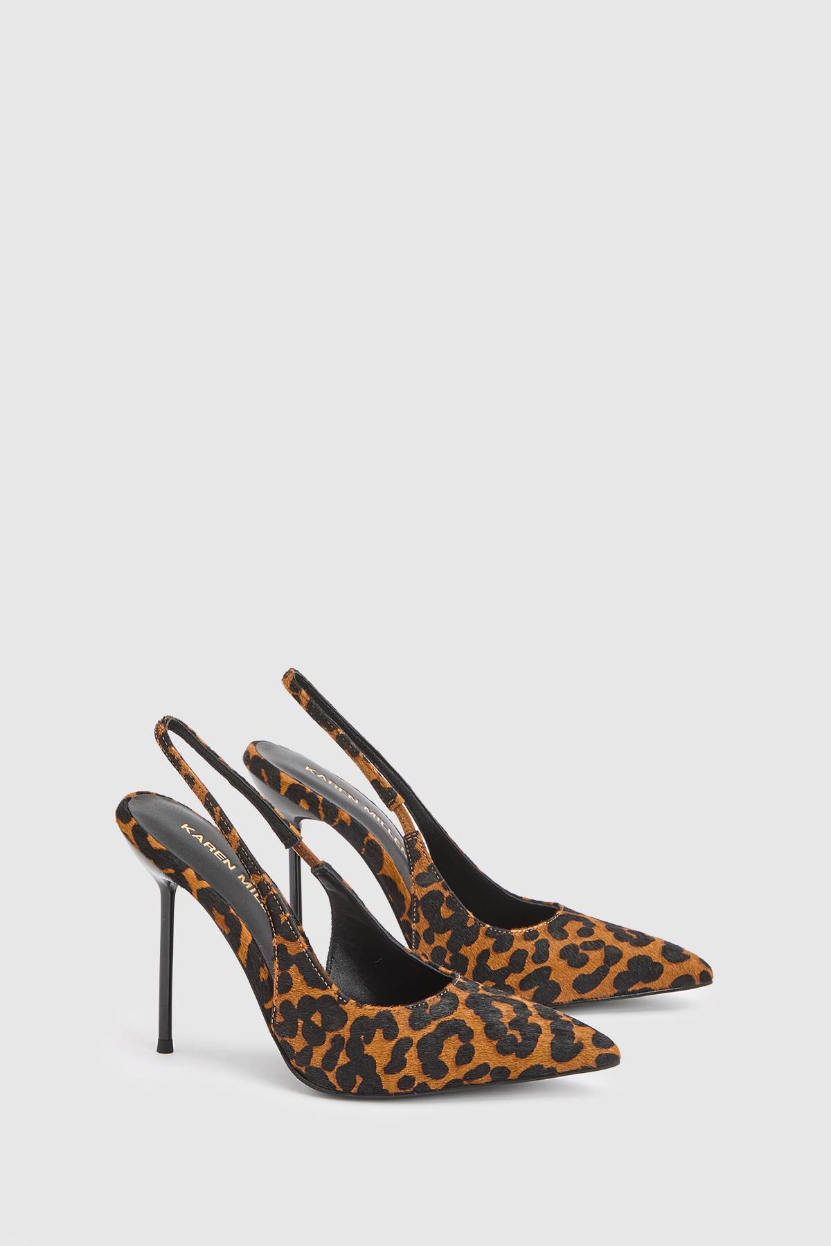 KarenMillen Escarpin À Bride Arrière En Cuir Imprimé Léopard Avec Talon