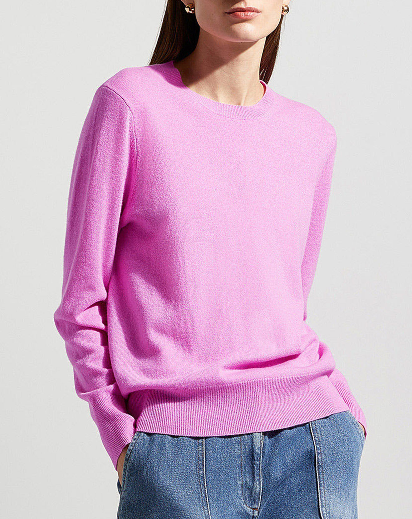 Galeries Lafayette Pull 100% Cachemire Zabri col rond rose