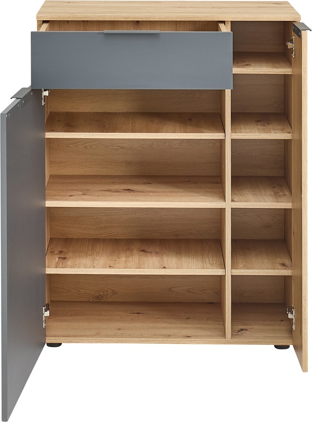 HBZ Schuhschrank »Volano in Anthrazit, BxHxT 80x103x38cm« 1 Stk. tlg. Mit 2 Türen, 1 Schubkasten, 4 Einlegeböden, 3 feste Böden