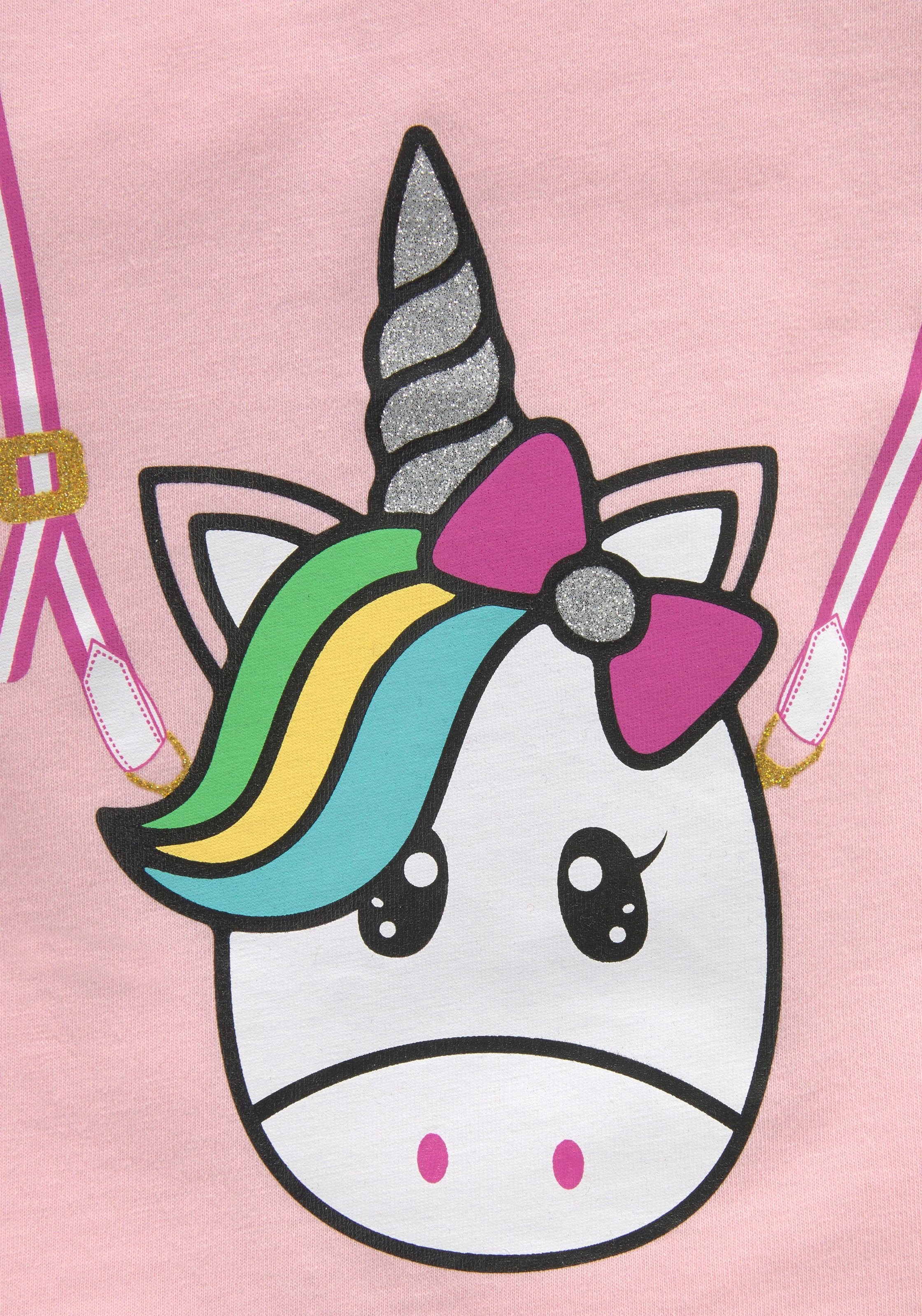 KIDSWORLD T-Shirt »für kleine Mädchen«, Kurzarm,  basic geschnittene Passform,  mit Glitzerdetails und Print
