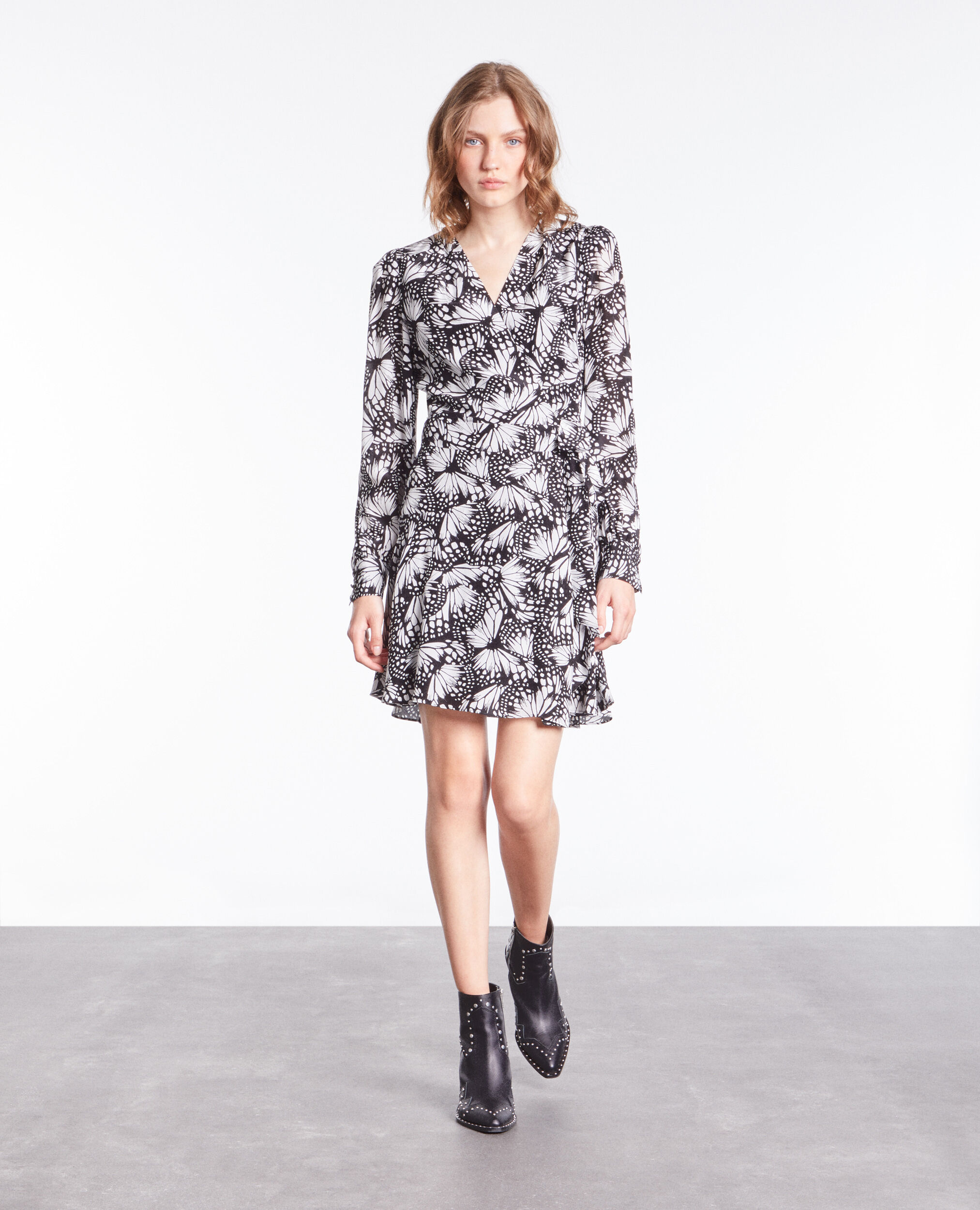 Robe portefeuille courte imprimée