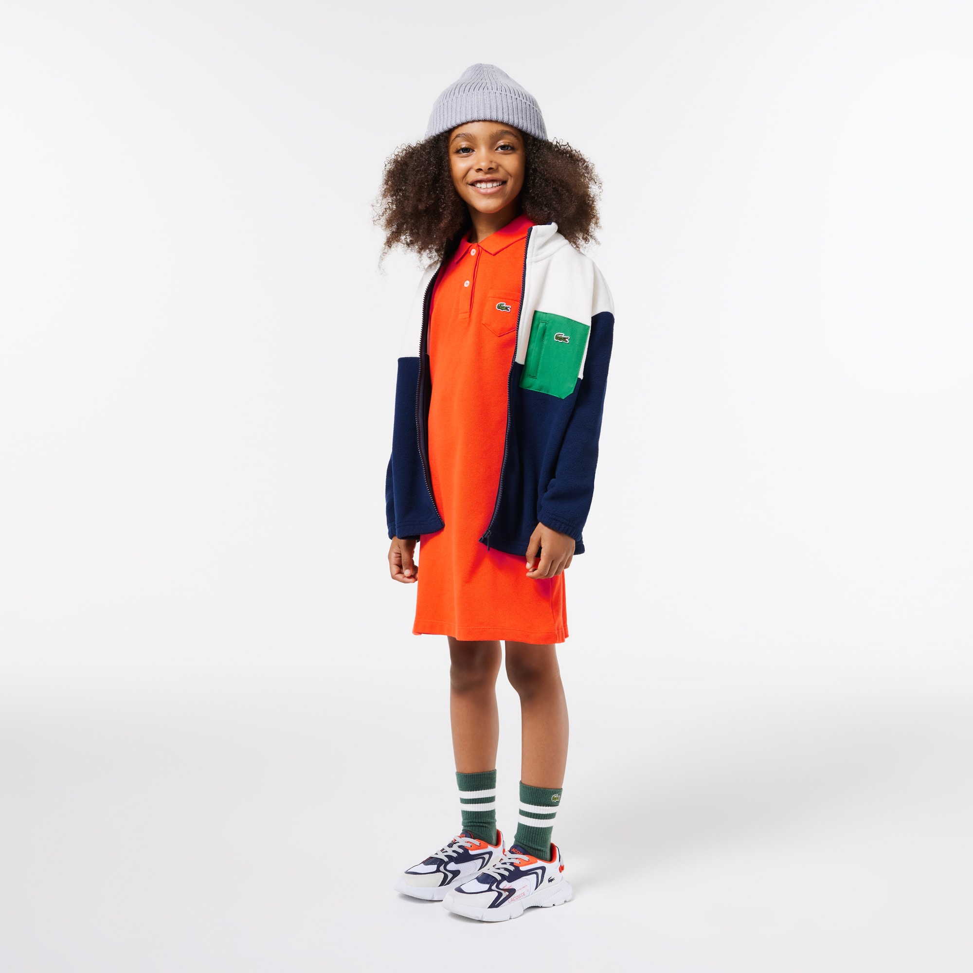 Robe polo Fille en piqué de coton uni Pantalons & Robes - Orange - Lacoste - Fille