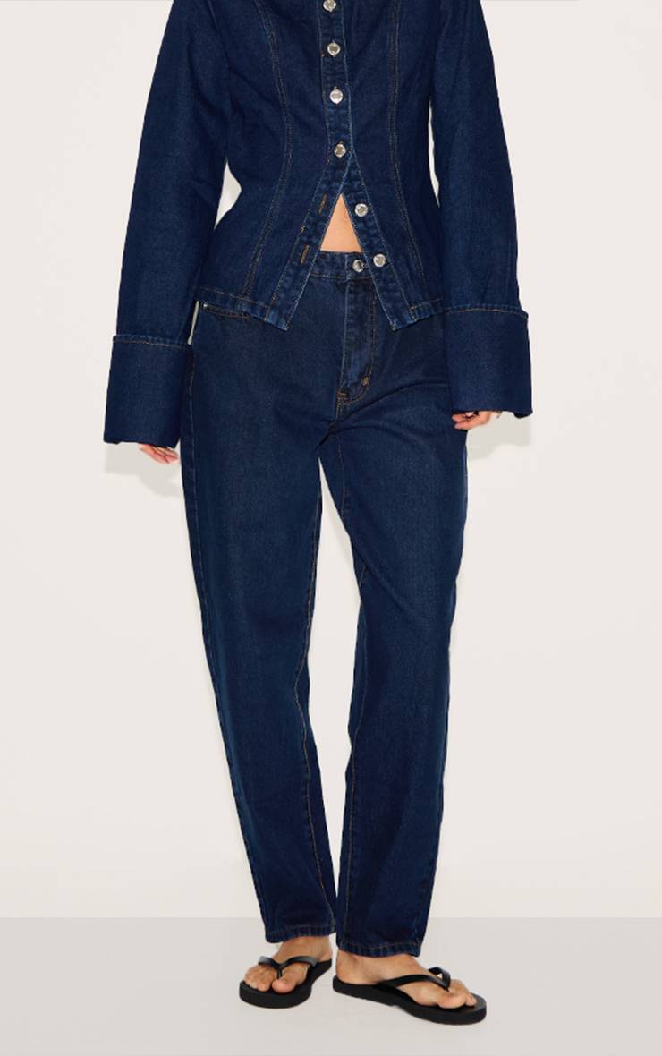 Bleu Indigo Jean Mom Taille Haute