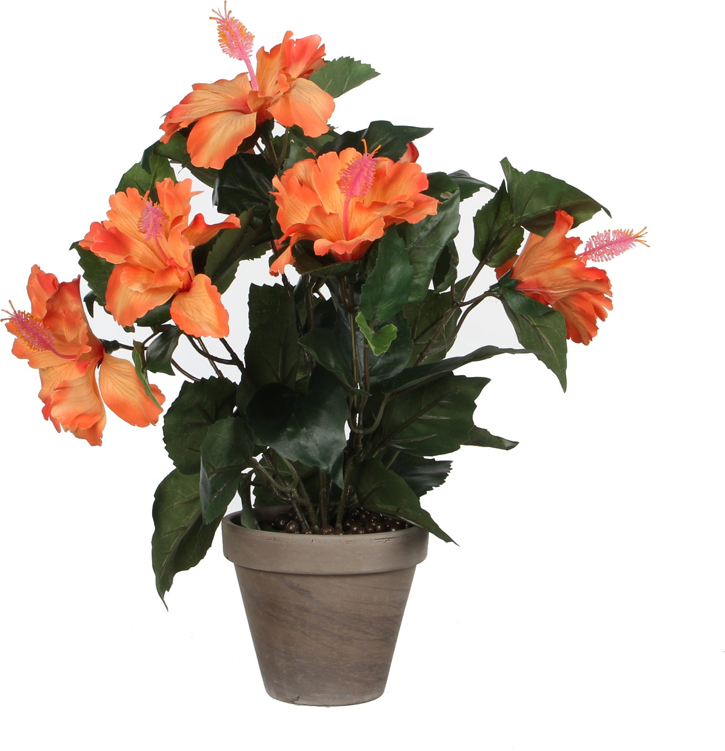 Mica Decorations kunstplant Hibiscus oranje D 30 H 40 cm