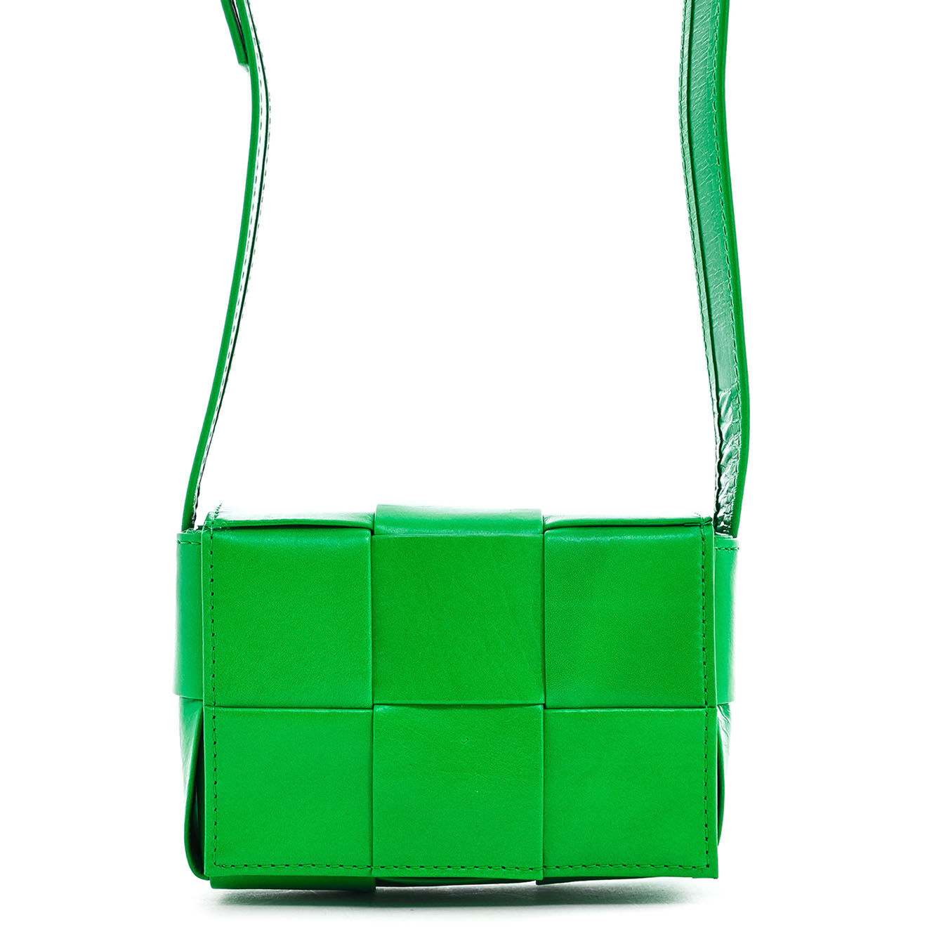 Bottega Veneta Sac bandoulière Mini Cassette en Cuir vert - Très bon état - L.12 cm