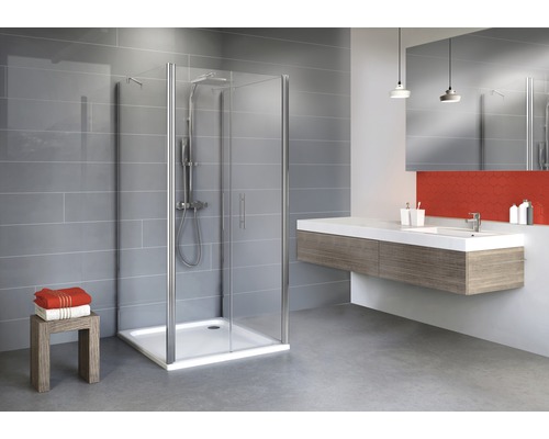 Draaideur als U-cabine Schulte Alexa Style 2.0 80x80x80 cm helder glasprofiel kleur chroom