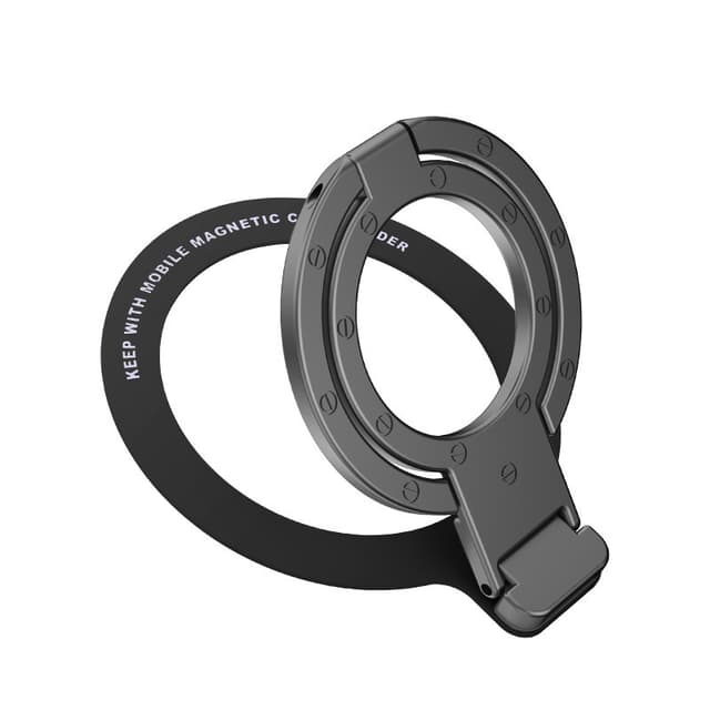 Magnetisk telefonstativ med dobbelte ringe til iPhone 12/13/14/15-serien Sort