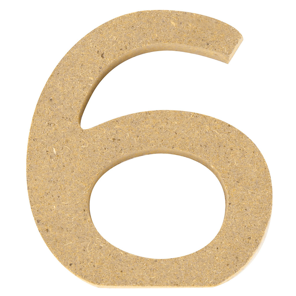 Chiffre 6 en bois H 5cm