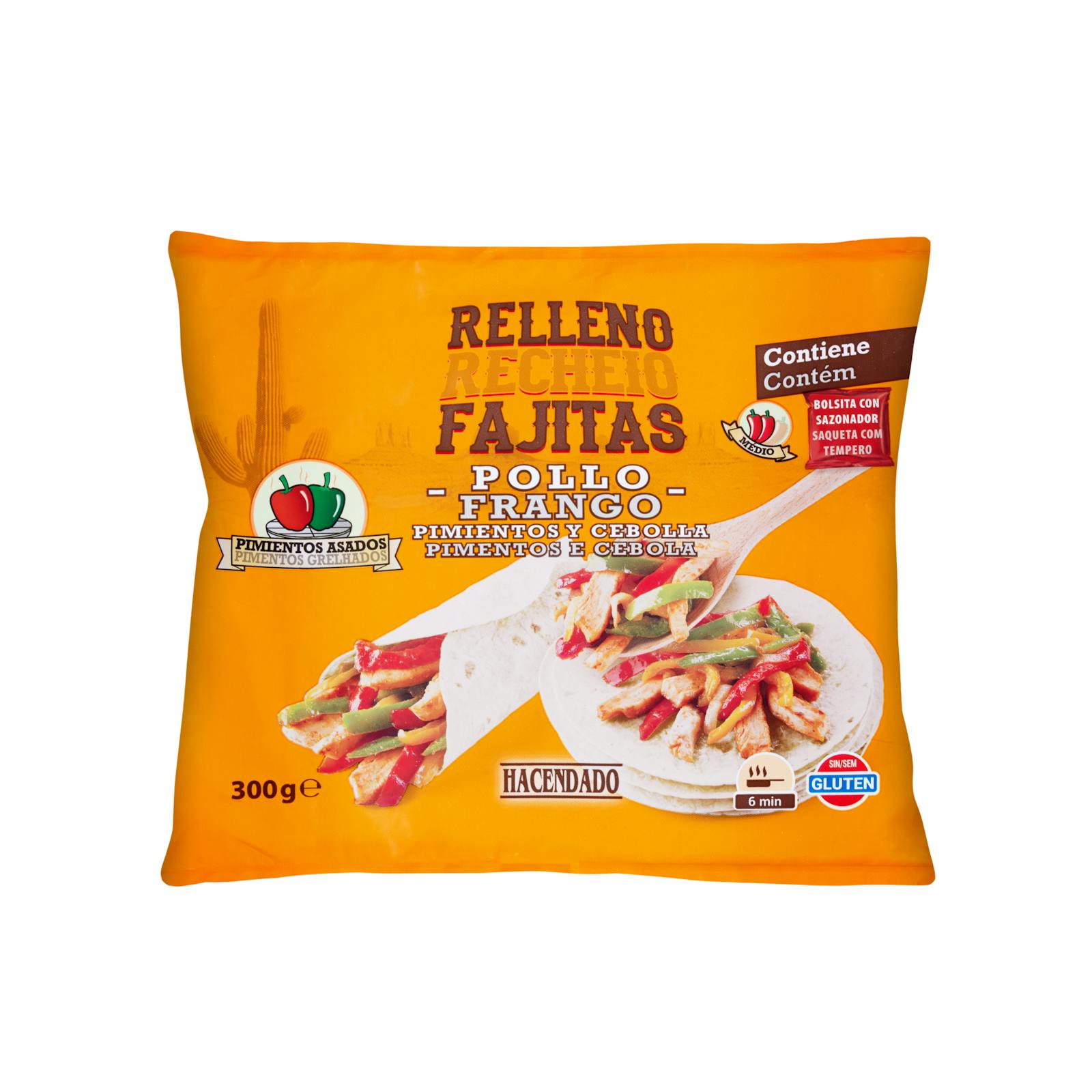 Garniture pour fajitas au poulet, poivrons et oignons surgelés Hacendado