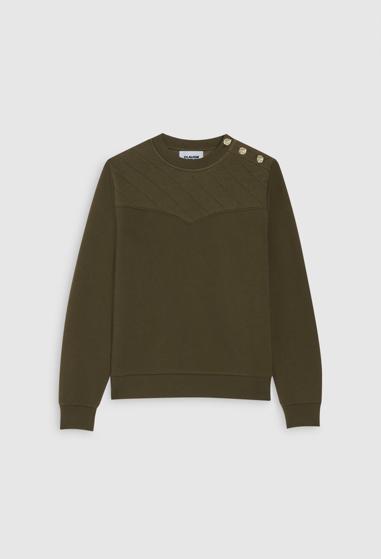 Sweatshirt kaki &agrave; manches longues