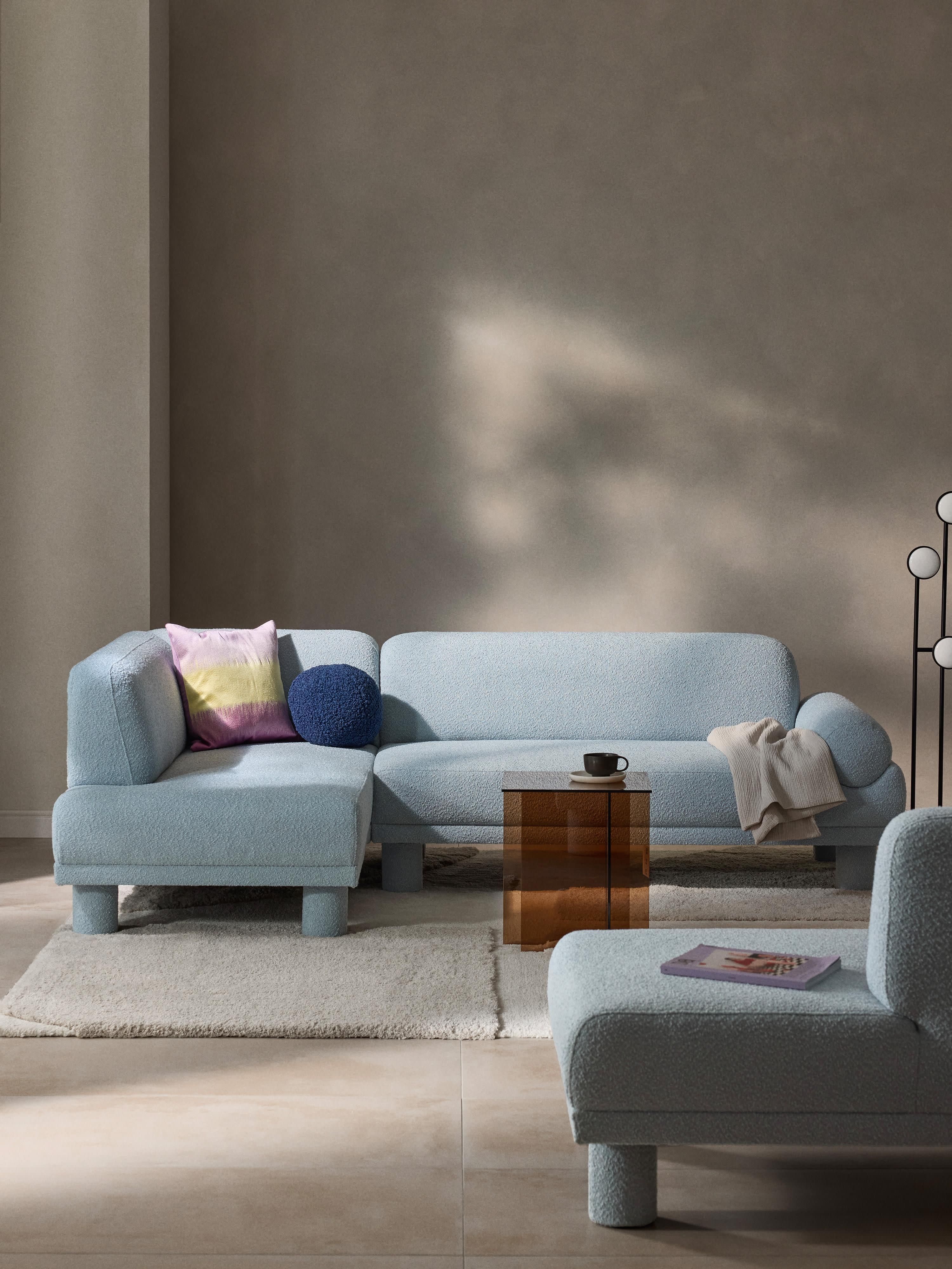 Bouclé hoekbank Lilo