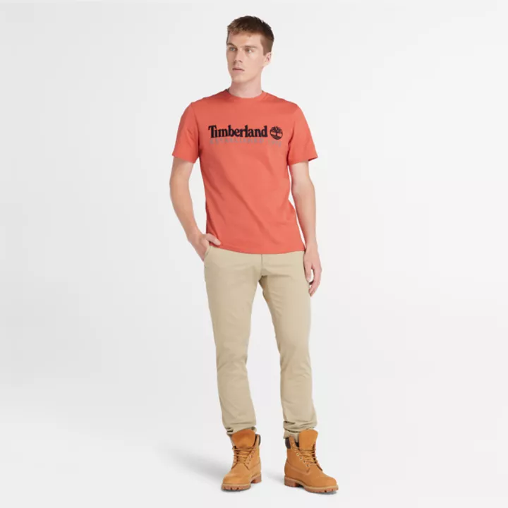T-shirt à manches courtes et logo pour homme en orange