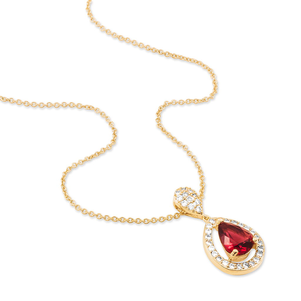 Collier Brigita Plaqué Or Pierre De Synthese Et Oxyde De Zirconium