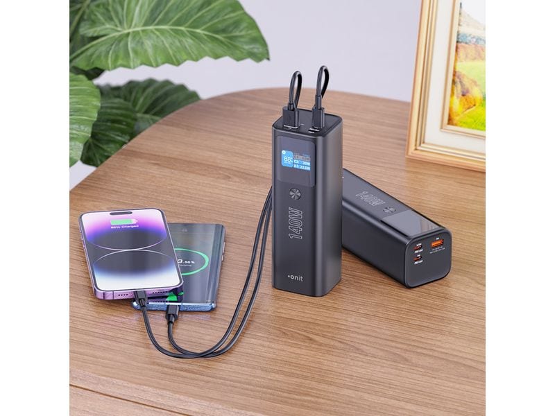 onit Powerbank Pro Block 25000 mAh PD Leistungsstarke Powerbank in kompaktem Design mit drei Ladeanschlüssen