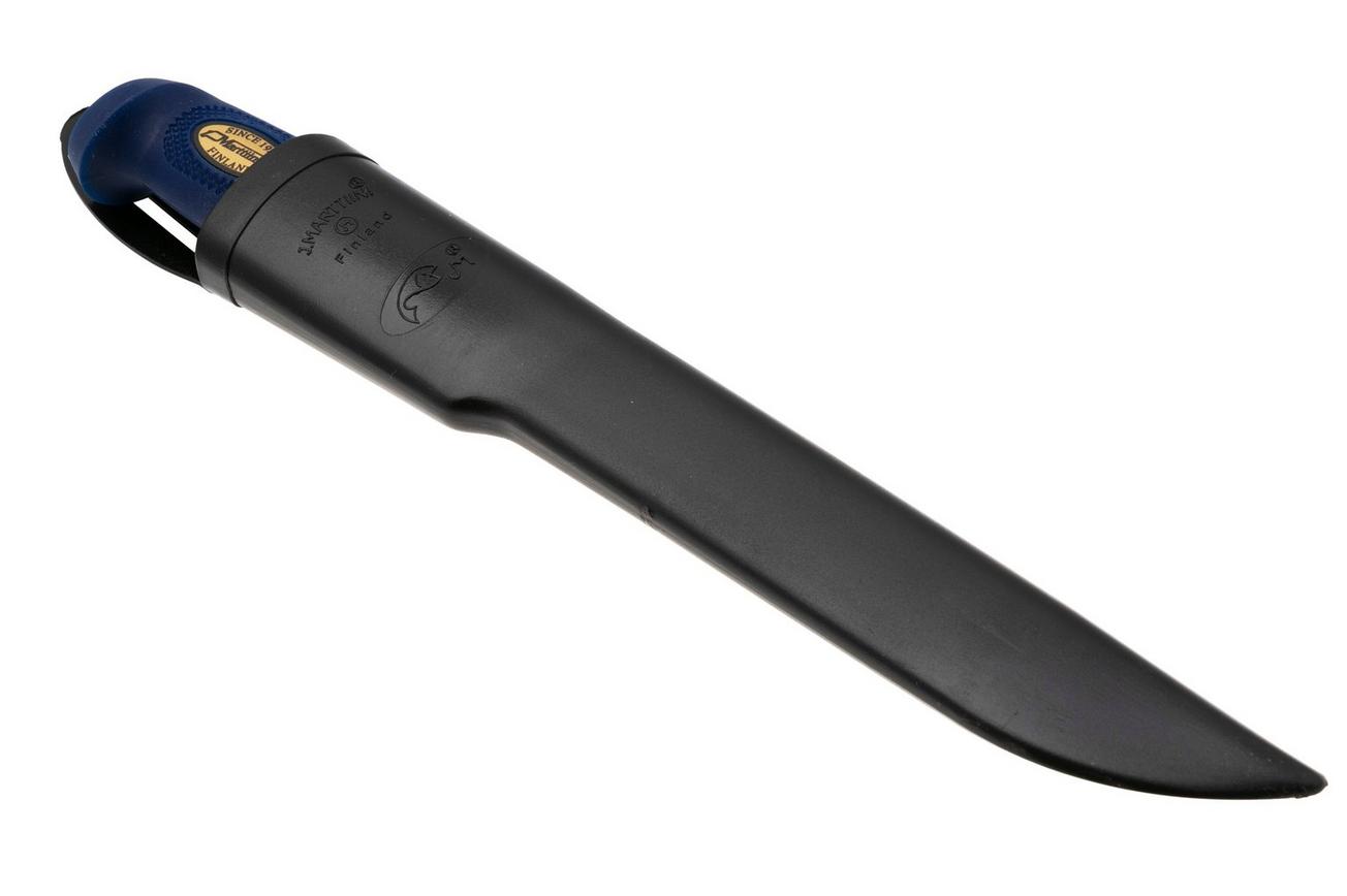 Marttiini Martef Filleting Knife 15 826017T Stainless, Blue Rubber, vaststaand mes plastic schede