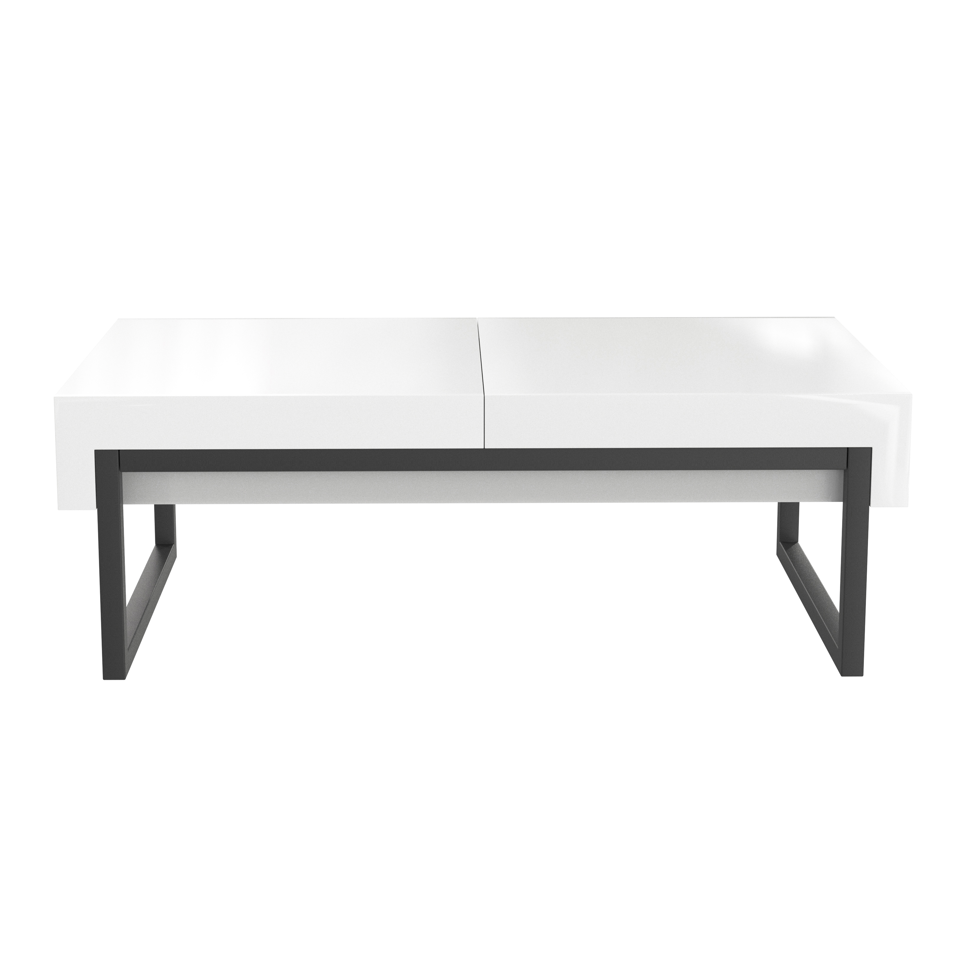 Couchtisch - weiß Hochglanz - schwarz - Soft-Close