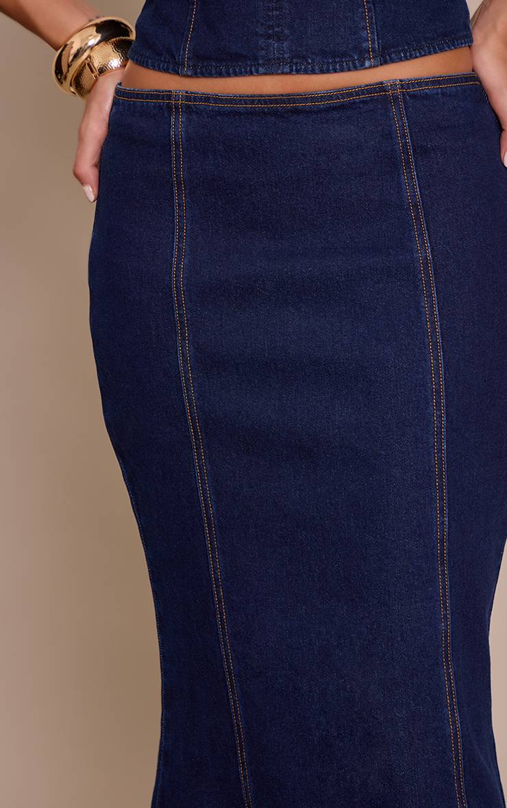 Bleu Indigo Jupe Longue En Denim Style Queue De Poisson