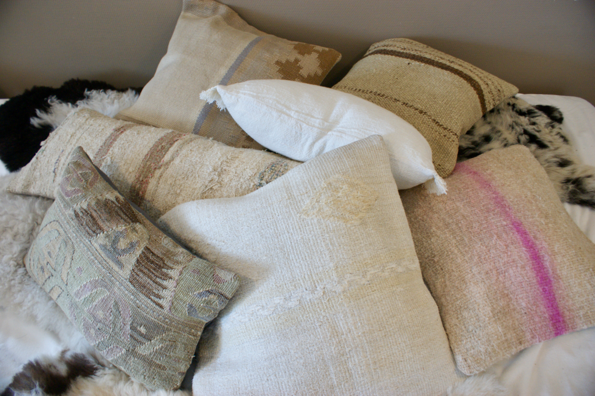 Kussen Kelim Vintage natural stripes 50x50