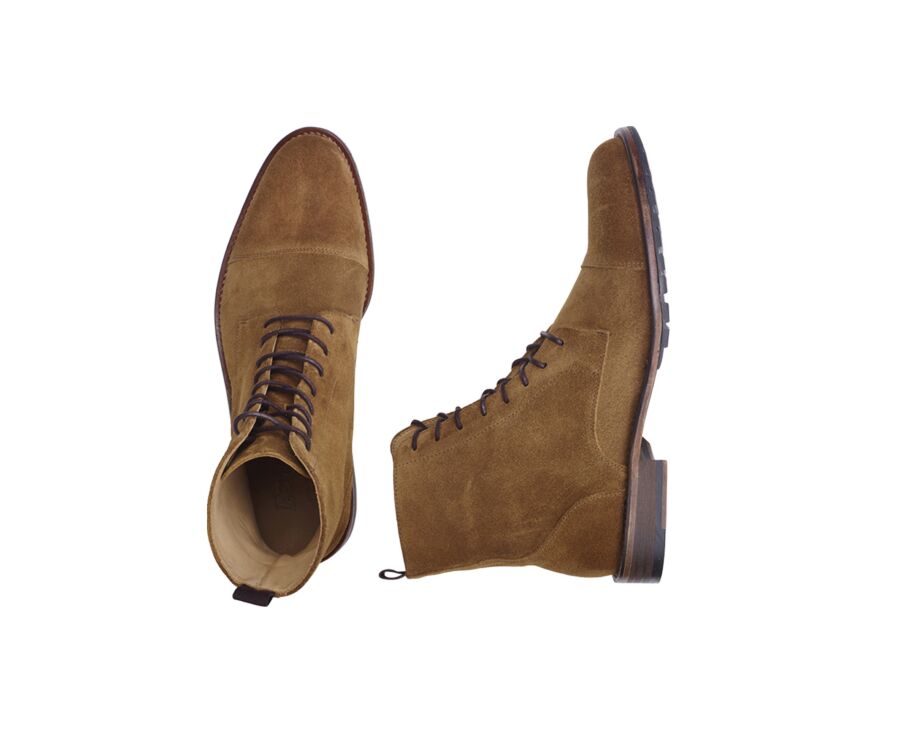 Derby boots homme à lacets Velours Cognac - ENFIELD PATIN