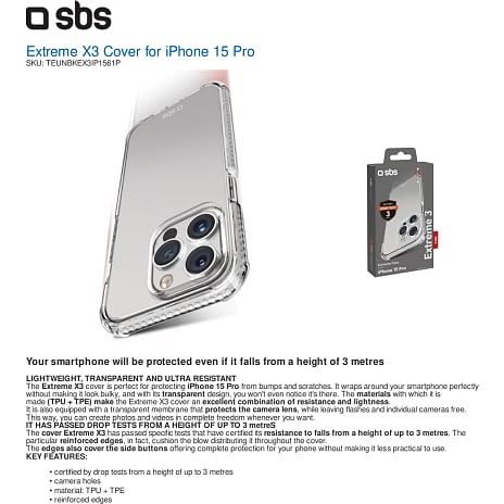 SBS iPhone 15 Pro cover - transparent