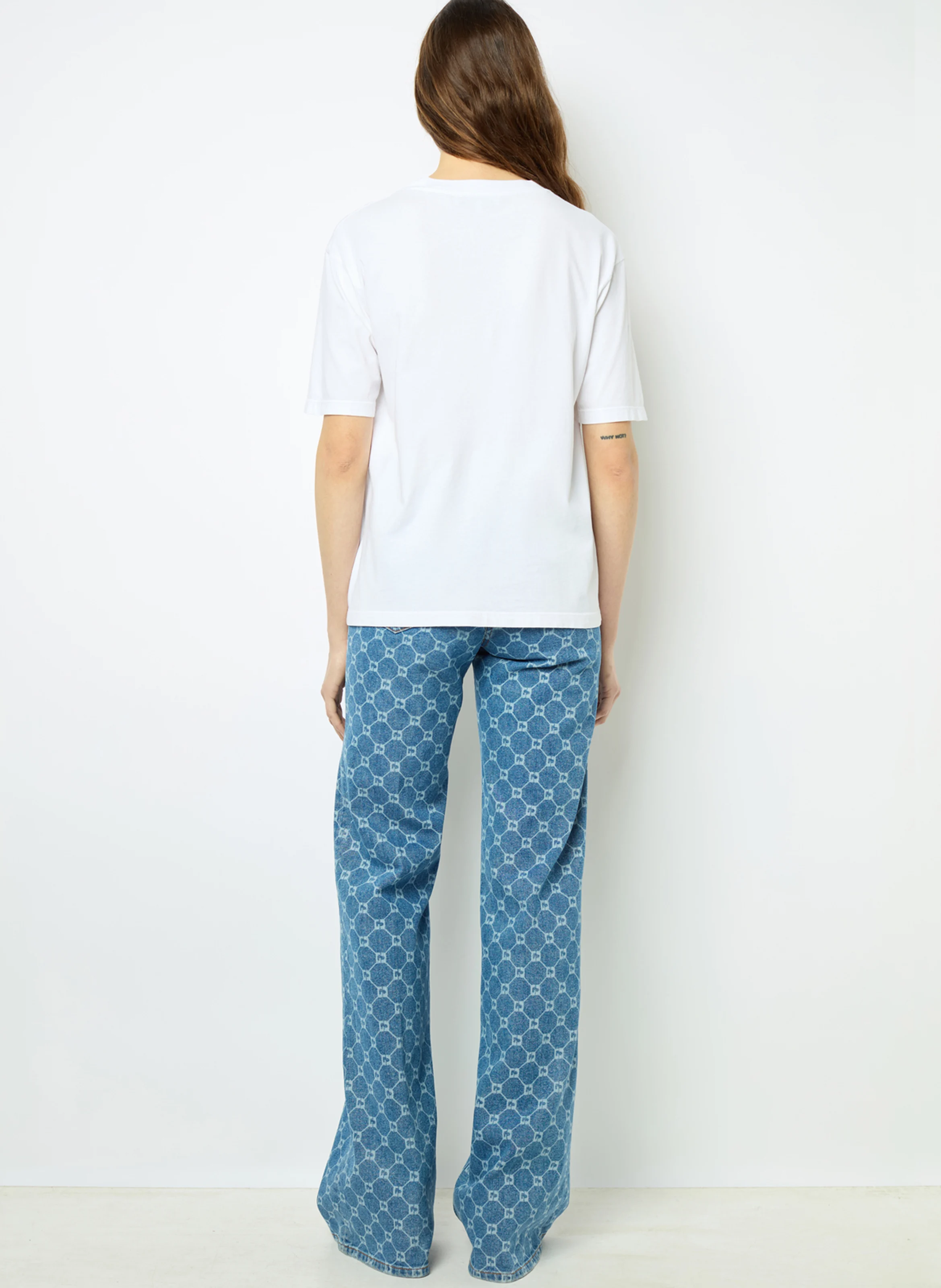 AZEMIA - Tee-shirt col rond droit en coton | Blanc