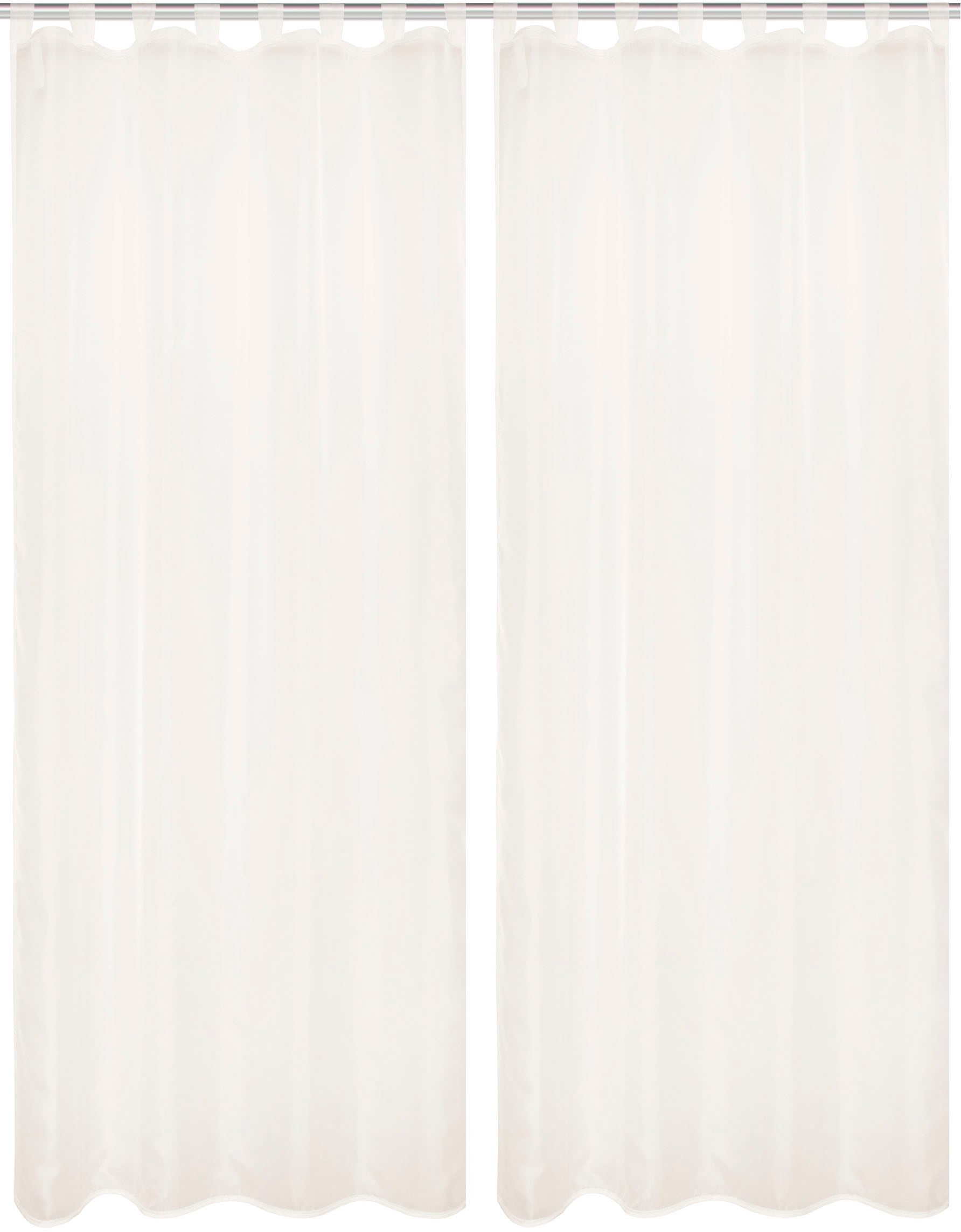 HOME WOHNIDEEN Vorhang »NESSI 2er Pack« Schlaufen 2 Stk. tlg. Uni, Voile, transparent, Schlaufen inkl. Zugband, 2er Pack