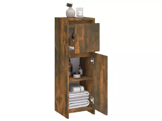 Armoire de bain Chêne fumé 30x30x95 cm Bois d'ingénierie