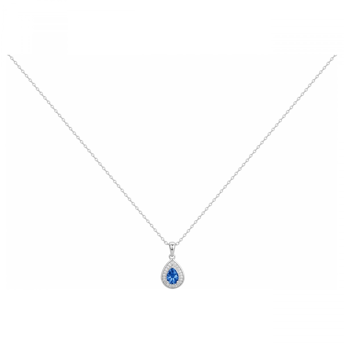 Collier mono-motif en Argent avec spinelle bleu saphir