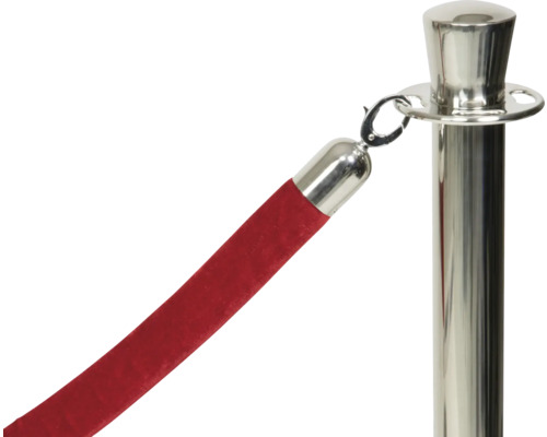 Afzetkoord, glad rood, chroom uiteinde, 150 cm