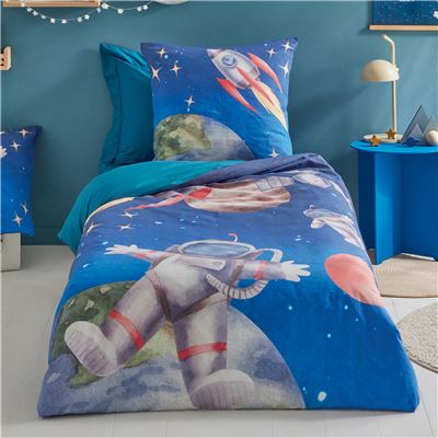 Linge de lit enfant percale astronaute