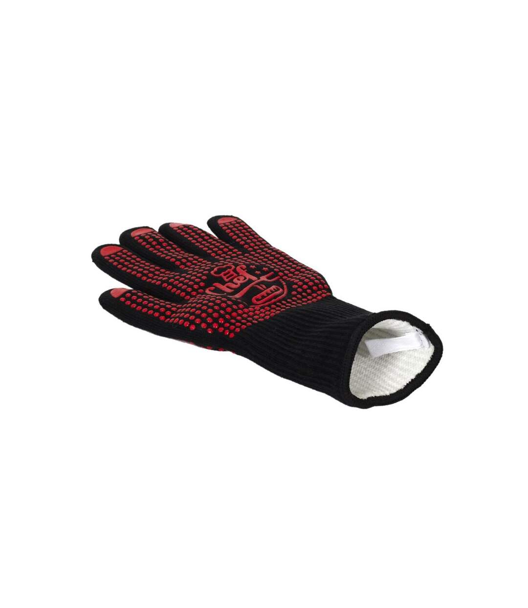 Paris Prix - Gant Anti-chaleur barbecue 32cm Noir & Rouge