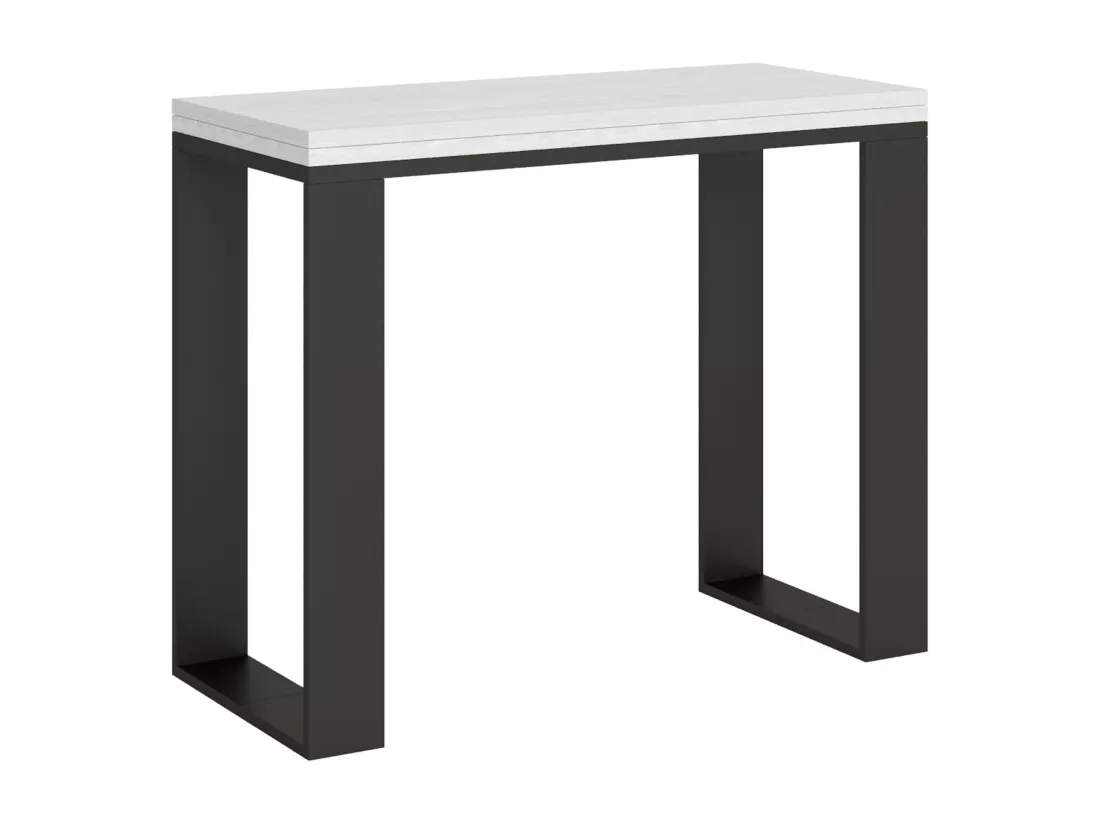Console extensible 90x40/300 cm Tecno Frêne Blanc cadre Anthracite