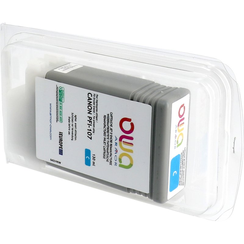 Cartouche d'encre traceur remanufacturée OWA - standard - Cyan - pour CANON PFI-107 C