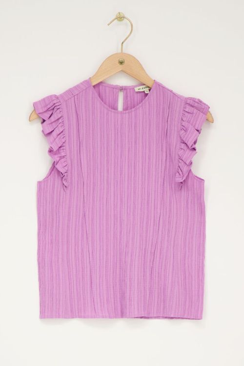 Paarse crinkle top met ruffle
