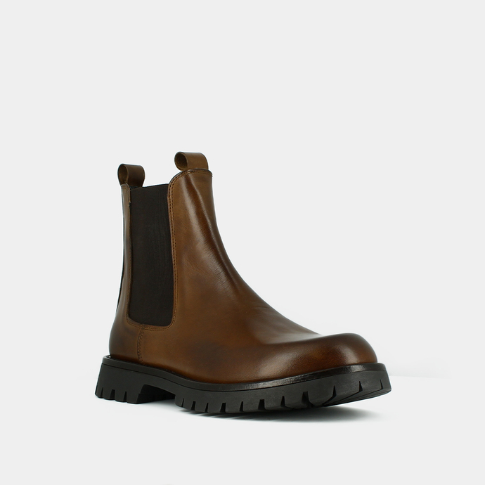 Bottines à plateformes  en cuir marron