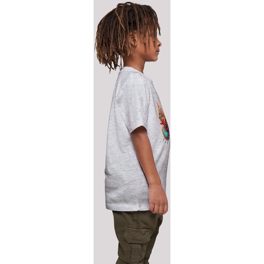 F4NT4STIC T-Shirt Schmetterling Blumen Tee Unisex heather grey