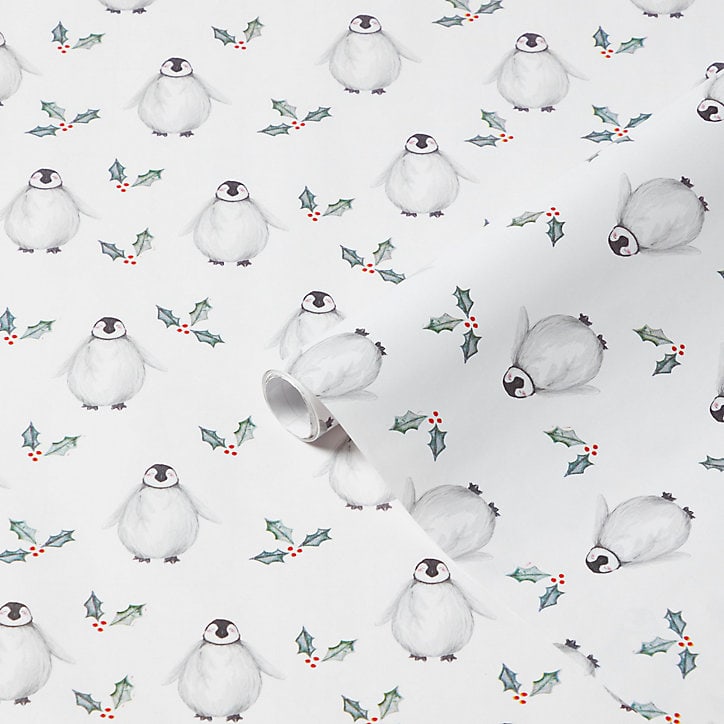 Papier cadeau Noël motif pingouin blanc l.70 cm x L.4m