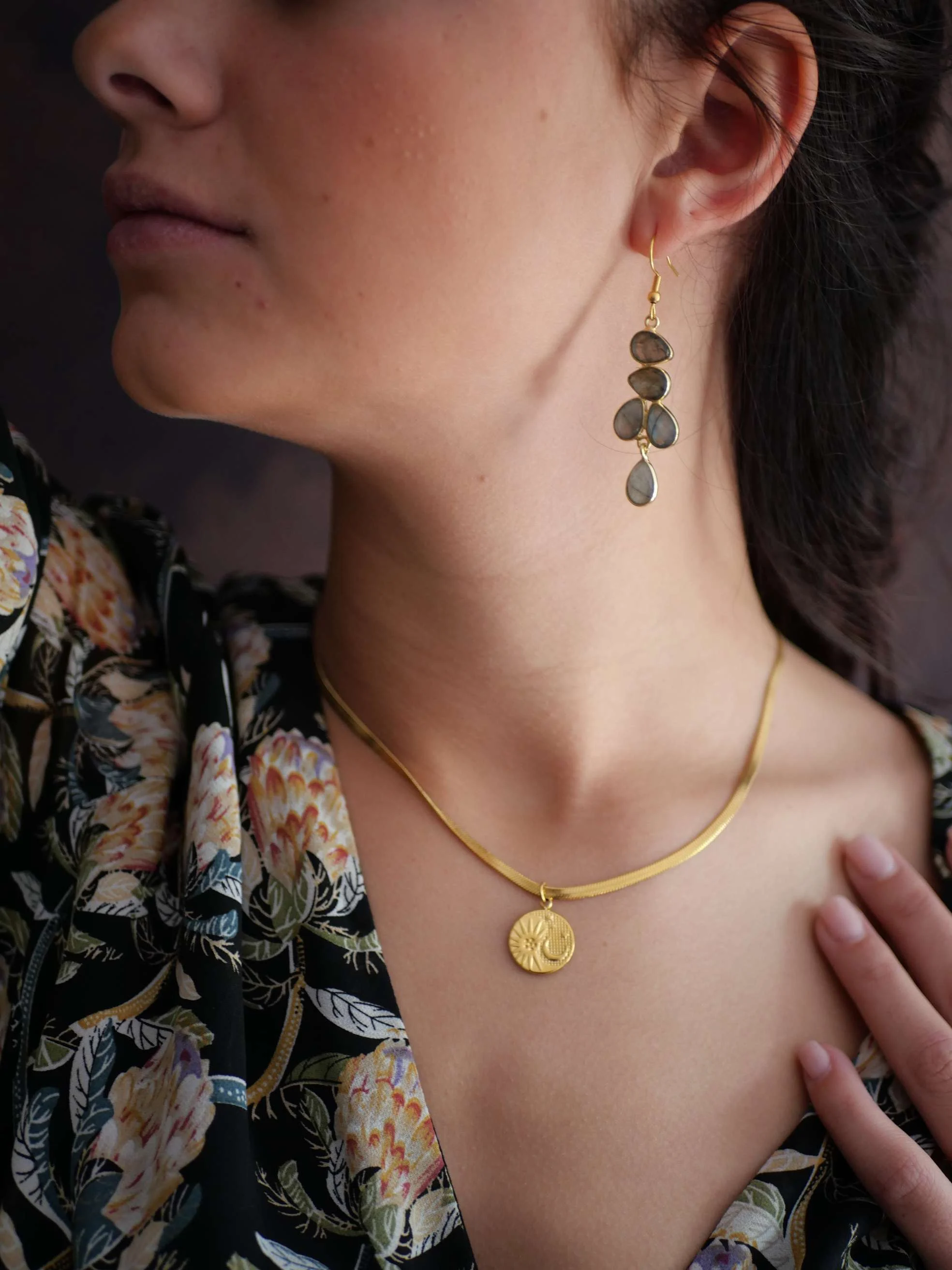 MAYRA - Boucles d'oreilles labradorite | Gris