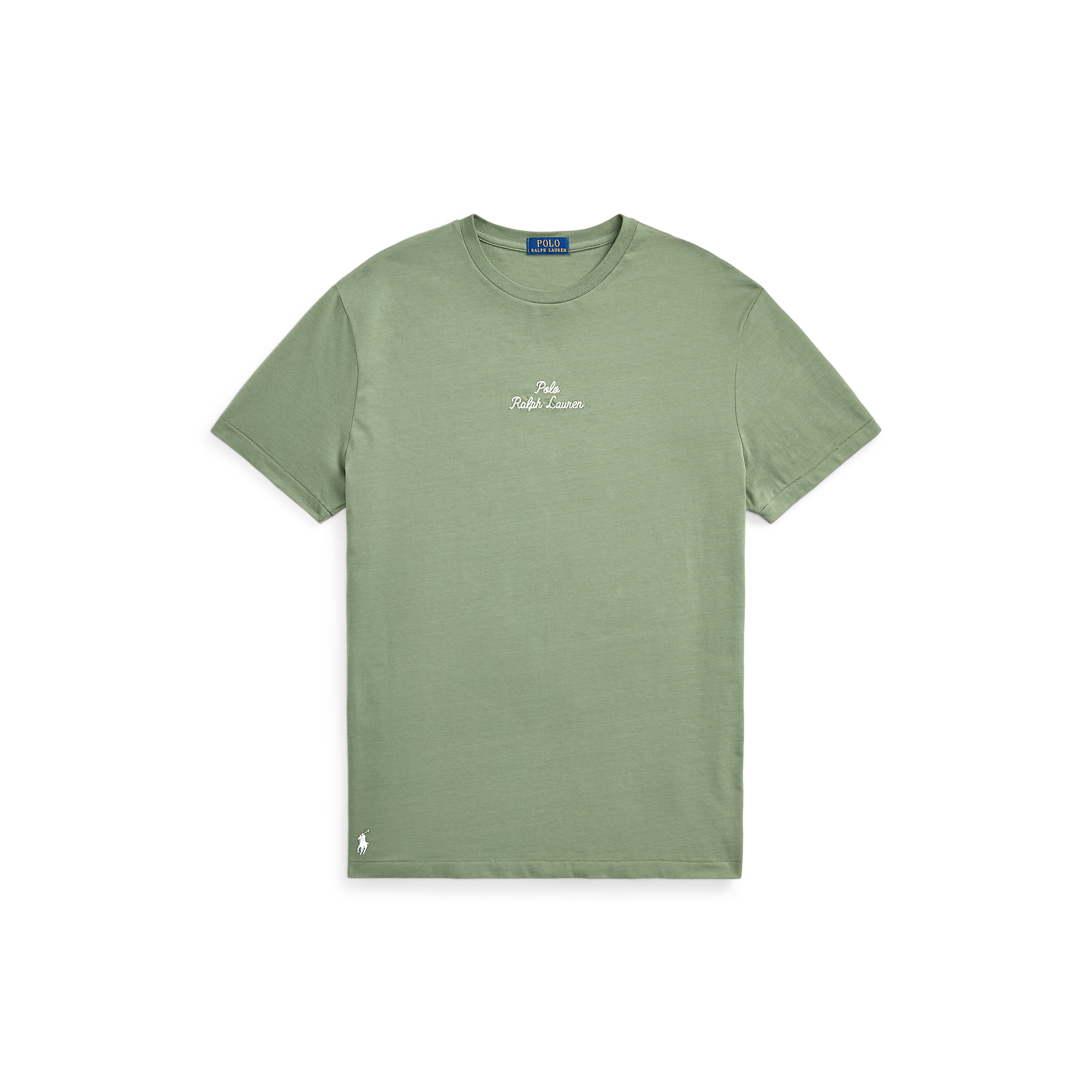 Tee-shirt col rond logo brodé en coton | Vert