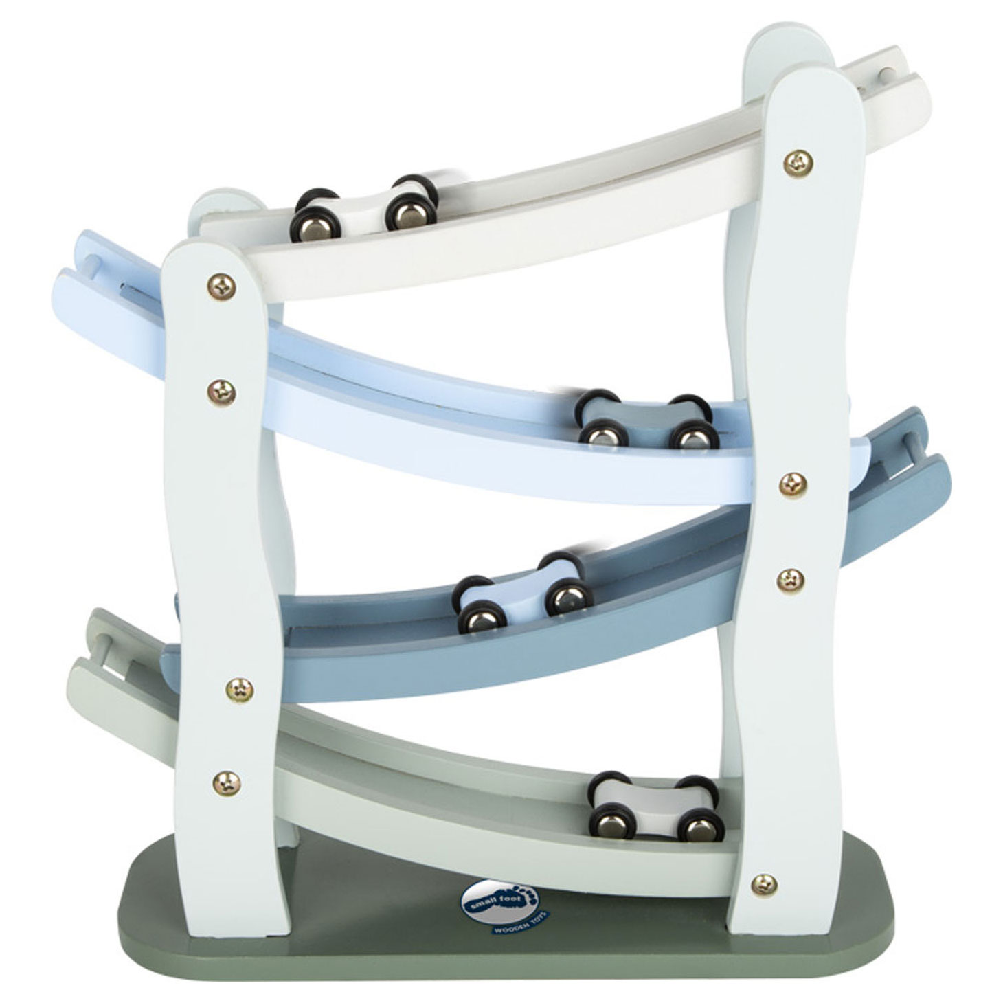 Small Foot-Houten Autobaan Blauw met 4 Auto's