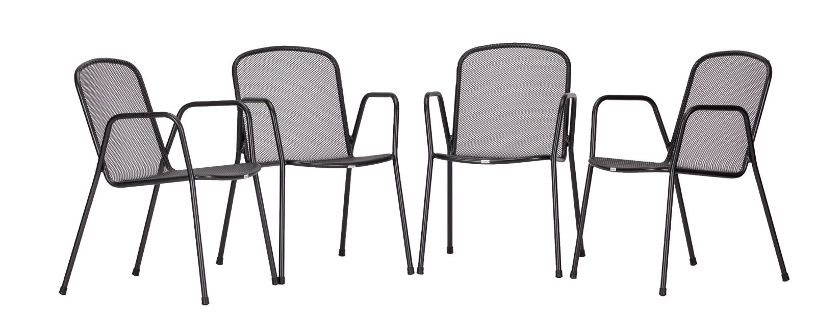 4-teiliges Stapelstuhl-Set - anthrazit - stapelbar