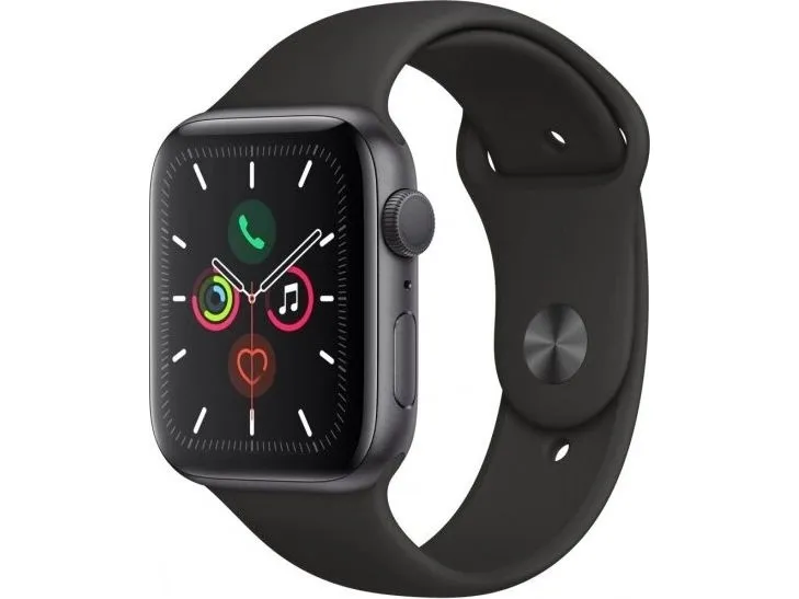 [OUTLET] - Apple Watch Series 5 (GPS   Cellular) - 40 mm - rumgråt aluminium - smart ur med sportsbånd - fluoroelastomer - sort - båndstørrelse 130-200 mm - S/M/L - 32 GB - Wi-Fi, Bluetooth - 4G - 30.8 g