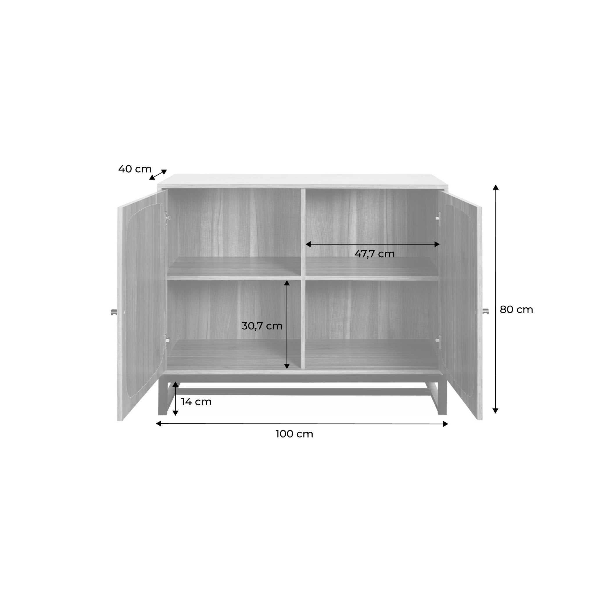 sweeek - Dressoir, B 100 x D 40 x H 80cm