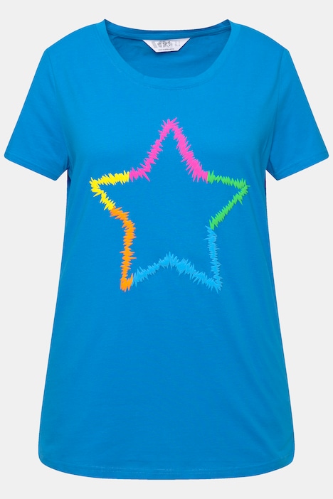 T-Shirt, Neon-Stern, Rundhals, Halbarm