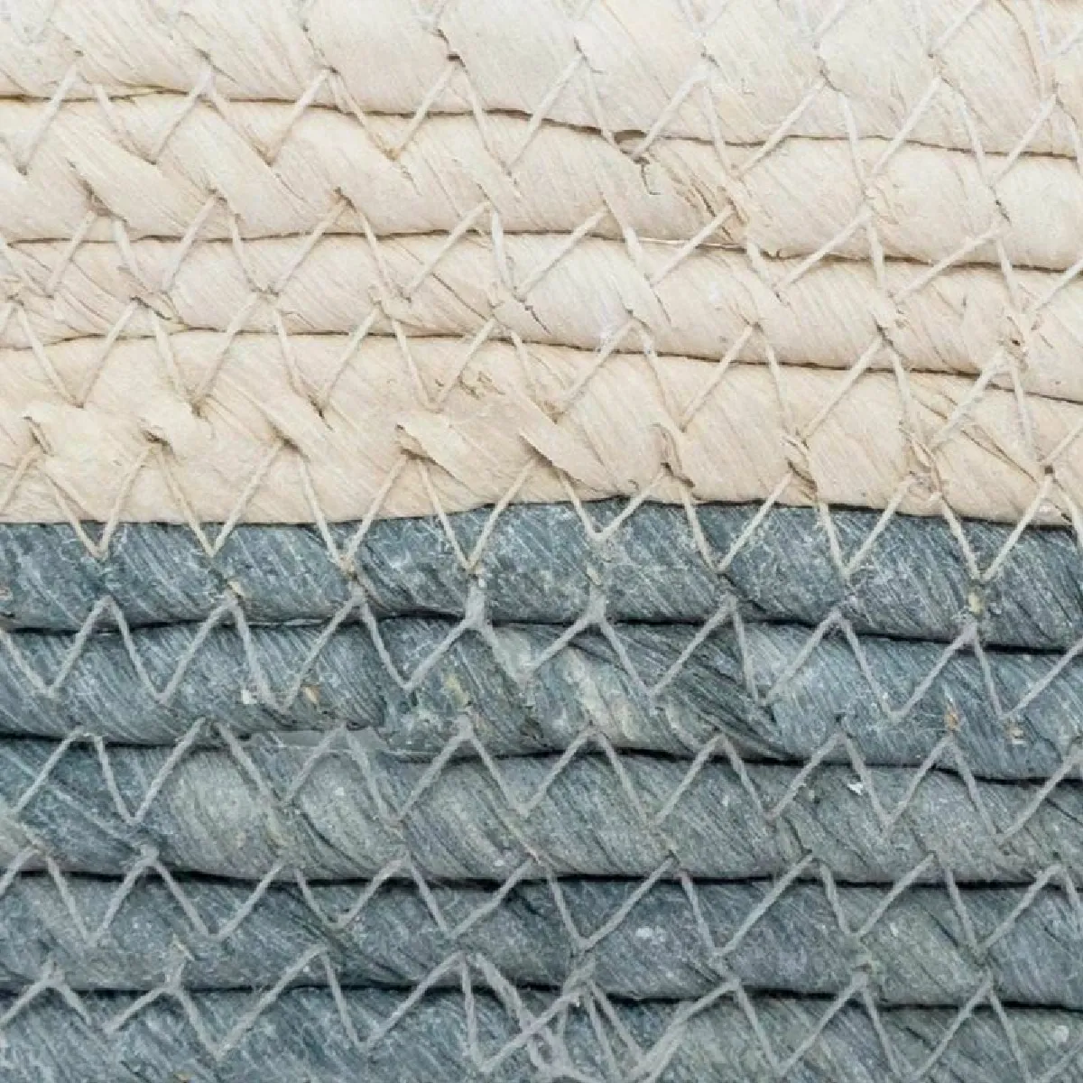 Lot de 3 Paniers Rond - Naturel et Bleu